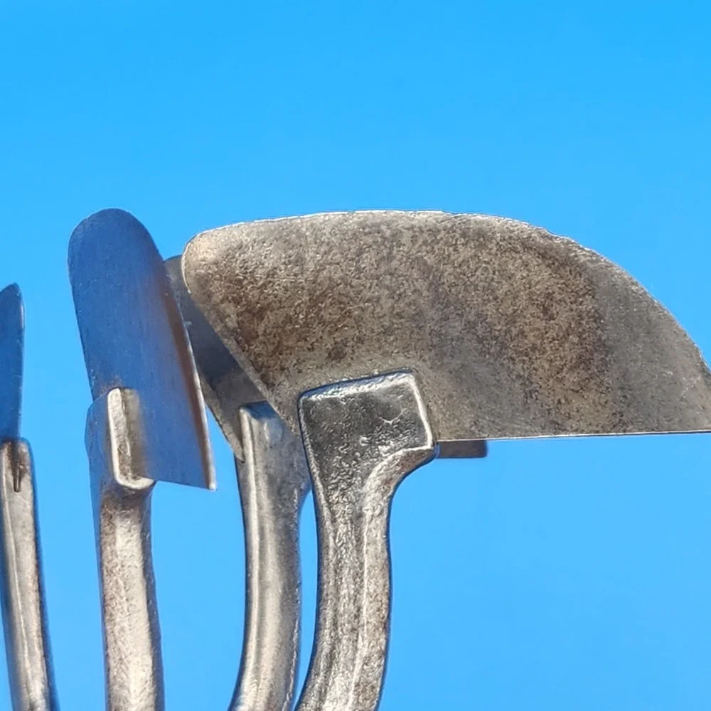 Vintage 6‎ Blade Primitive Hand Chopper Knife Blades with Wooden Handle